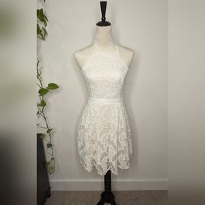 Chelsea and Violet white lace halter dress. Size S